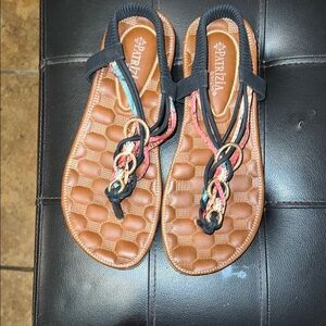 Patrizia Brown Braided Thong Sandals - Multicolor Straps